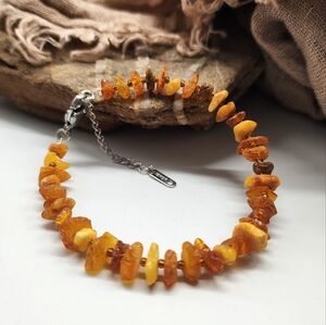 Minimalist Hypoallergenic Bracelet Amber Jewelry Stone Genuine Honey Raw Nugget